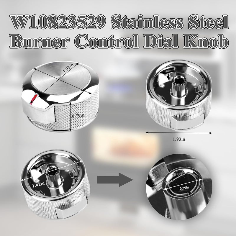 Vypart W10823529 Oven Range Control Knob - for Whirlpool KitchenAid Oven Range Stove Knob - Replaces W11156487 AP6285576 EAP12347719 PS12347719 4546228-4 pcs - Image 2
